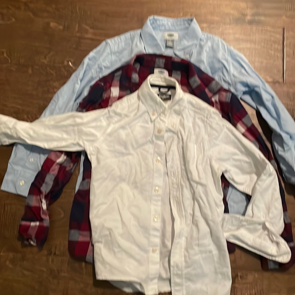 lot three shirts boys M EUC button down